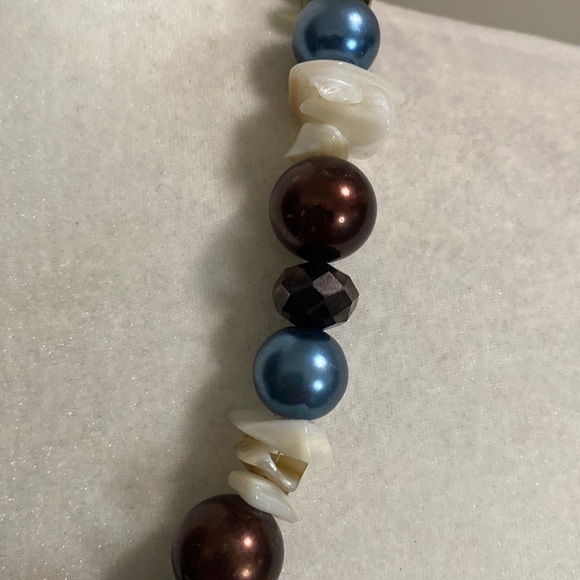 Hand Crafted Seashell Copper Blue Bronze Sparkle Vintage Bohemian Necklace - Picture 12 of 16